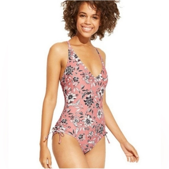 KONA SOL Dusty Pink Floral One-Piece Swimsuit size S - Picture 2 of 14